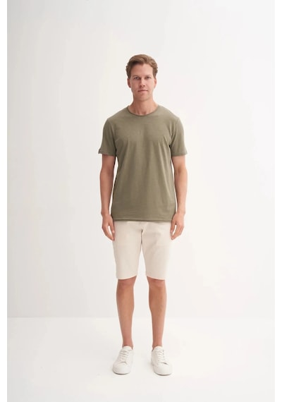 Cazador Slim Fit Bisiklet Yaka Pamuklu Düz Tişört 4280 Haki