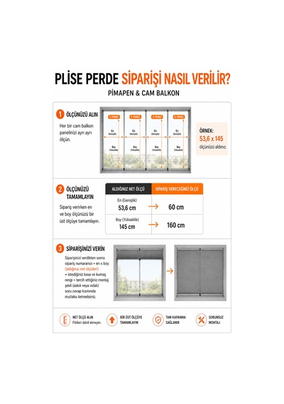 Plise Perde Beyaz Kumaş + Antrasit Profil Kasa Cam Balkon Perdesi