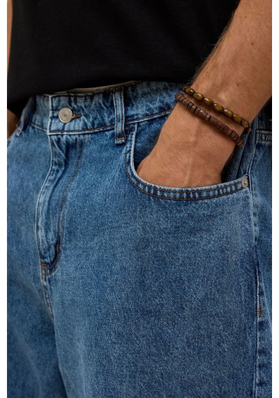 Vamos Oversize Bermuda Denim Şort 40-285 Mavı Renk-2