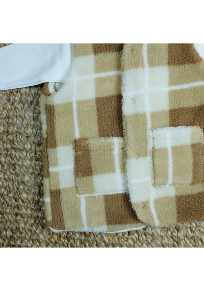 Flexi Polar Ekose Bebek Yelek Kahverengi