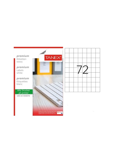Tanex TW-2072 26x33mm Kuşe Laser Etiket 100 Lü Paket