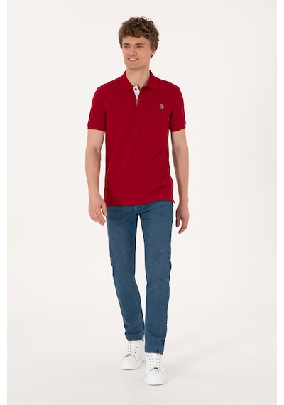 U.S. Polo Assn. Erkek Slim Fit Polo Yaka Bordo Basic Tişört 50310669-VR014