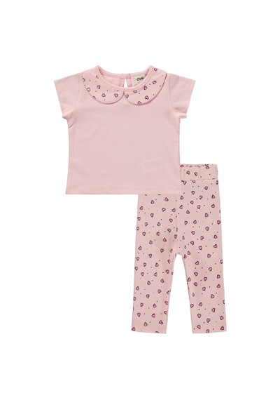 Civil Baby Kalp Empirme Bebe Yaka 6-18 Ay Takım - Pembe