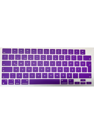 Arabulalaca Apple Uyumlu MacBook Pro 16.2 A2780 Türkçe Q Silikon Klavye Mor