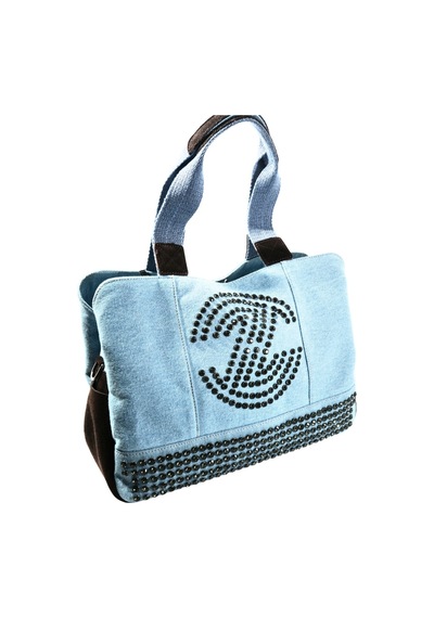 Biem Accessory Biem Açık Mavi-kahve Denim Salaş-retro Taş Trok Döşemeli Çok Gözlü Çanta Çok Renkli