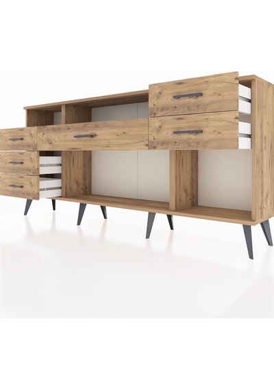 Arges Konsol 2 Raflı 6 Çekmeceli 176x30x83 Çam-antrasit/çam Antrasit/çam Arges Konsol 2 Raflı 6 Çekmeceli 176x30x83 Çam-antrasit/çam Antrasit/çam