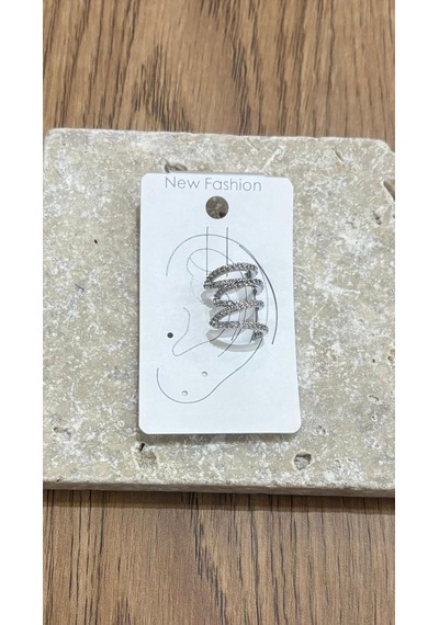 Dört Sıra Taşlı Silver Kıkırdak Küpe Çok Renkli