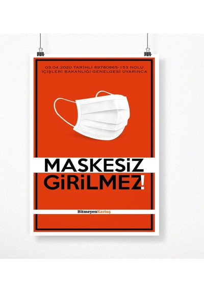 Bk Gift Kişiye Özel Logolu Maskesiz Girilmez Afiş Poster 50 X 70 Cm. 4