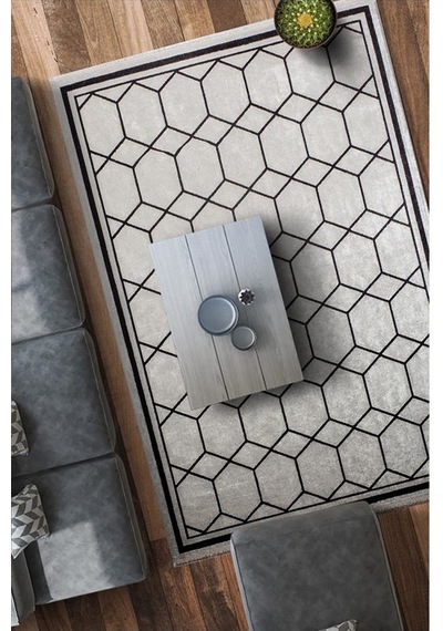 Bahariye Halı Deep Koleksiyonu 6084 Bej Siyah 15x230 Ölçü Renkli