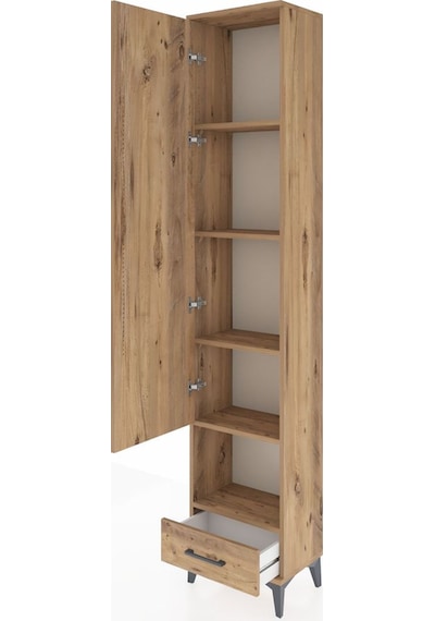 Arges Dolap 5 Raflı Tek Çekmeceli Tek Kapaklı 44x30x221 Çam-çam Çam