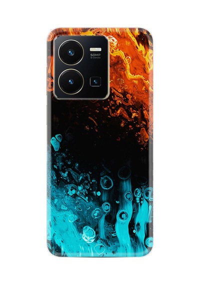 Vivo Y36 Kılıf Silikon Desen Özel Seri Orange Blue Color 1665