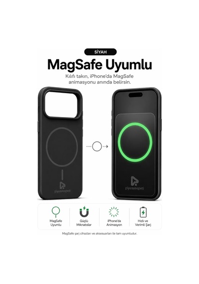 iPhone Uyumlu 17 Pro Max Aura Akıllı Magsafe Animasyonlu Silikon Kılıf Siyah