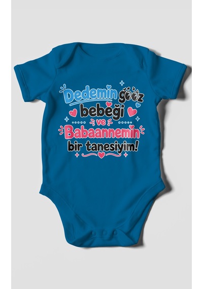 Morivokids Dedeye Ve Babaanneye Özel Kısa Kollu Bebek Body %100 Pamuk Zbn151-kk Koyu Mavi