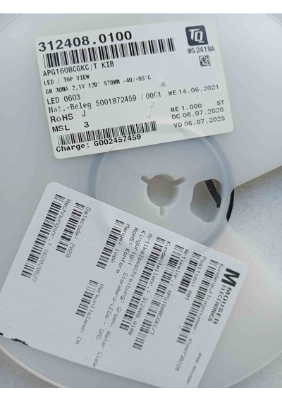 Apg1608cgkc Single Colour Leds Green, Water Clear 60mcd, 571nm 100 Adet
