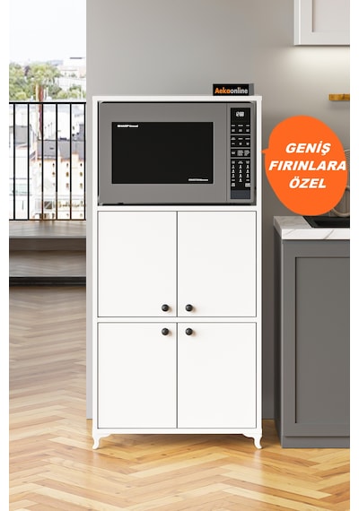 Ae-2065 Nergis Beyaz Çok Amaçlı Mutfak Dolabı&banyo Dolabı, 4 Kap