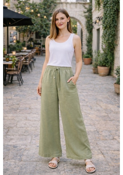 Esra Butik78 Bol Paça Müslin Pantolon Siyah Acı Kahve Açık Yeşil Lastikli Bel Rahat Pantolon Esra Butik78 Bol Paça Müslin Pantolon Siyah Acı Kahve Açık Yeşil Lastikli Bel Rahat Pantolon
