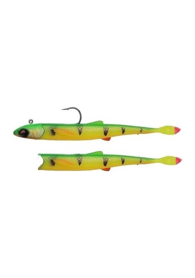 Savage Gear Flying Minnow 10cm 5.5gr 2 Adet Silikon + 1 Adet 8.5gr Jig Head Set Firetiger