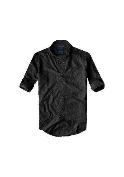 Alaska The Last Frontier Slim Fit %100 Pamuk Kumaş Hakim Yaka Uzun Kol Gömlek--düz Siyah-- Siyah