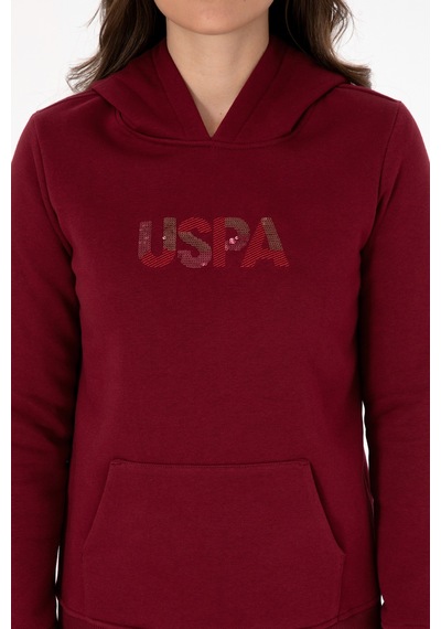 U.S. Polo Assn. Kadın Bordo Kapüşonlu Basic Sweatshirt 50307711-VR014