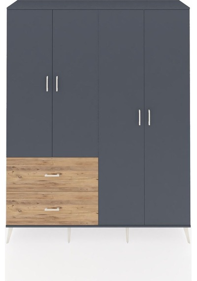 Hyperion Gardrop 4 Raflı 2 Çekmeceli 2 Askılı 176x44x221 Antrasit-antrasit/çam Beyaz Hyperion Gardrop 4 Raflı 2 Çekmeceli 2 Askılı 176x44x221 Antrasit-antrasit/çam Beyaz