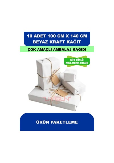10 Adet 100cm X 140cm 120 Gr. Çift Yönlü Beyaz Kraft Ambalaj Kağıdı, Hediye, Çeyiz Paketleme, Çocuk Etkinlik Kağıdı