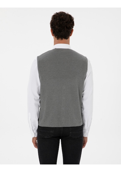 Pierre Cardin Erkek Gri Melanj Yelek Triko 50317313-vr086 Gri Melanj