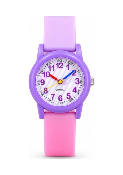 Kuyruk Yıldızı Desenli Kız Çocuk Kol Saati Pembe Mor Analog Saat St-304410 Beyaz