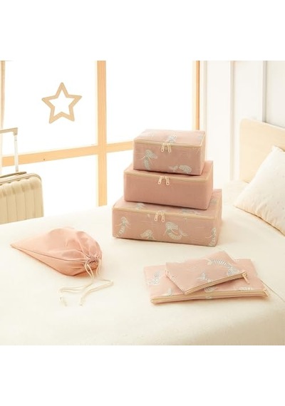 Ocean Home Textile 6'lı Çocuk Odası Deniz Kızı Bavul İçi Düzenleyici Set 50cm