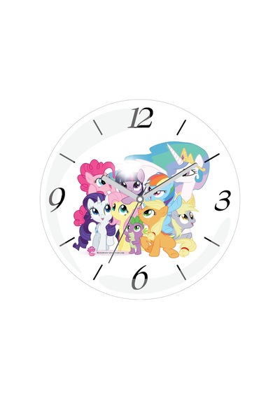 My Little Pony Free Sessiz Akar Bombeli Gerçek Cam Duvar Saati Çok Renkli