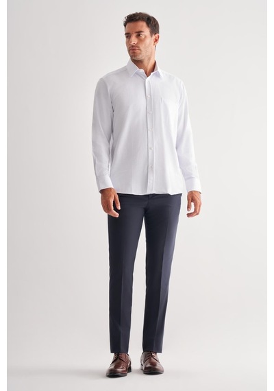 İmza Beyaz Sert Yaka Uzun Kol Cepli Comfort Fit Classic Gömlek 1004255164 Optik Beyaz
