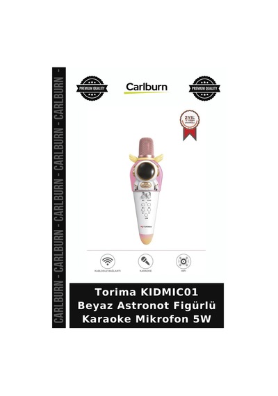 Özel Seri Torima Kıdmıc01 Beyaz Astronot Figürlü Karaoke Mikrofon 5w Hoparlör Sistemi Şarkı