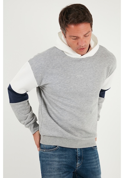 Buratti Pamuklu Relaxed Fit Kapüşonlu Içi Tüylü Yumuşak Şardonlu Erkek Sweat 5905299 Gri Melanj