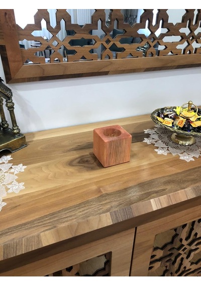 Kırmızı Doğal Ahşap Küp Kaktüs Saksı 001