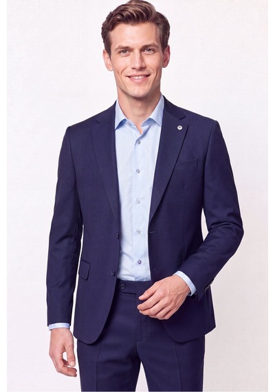 Efor Slim Fit Mono Yaka Çift Yırtmaç Yünlü Lacivert Takım Elbise Tk 949