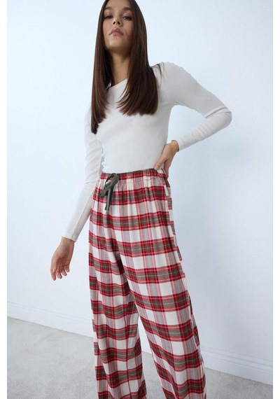 Defacto Regular Fit Uzun Boy Flanel Kareli Pijama Altı-fall İn Love F3673ax25wnbr196 Bordo-br196