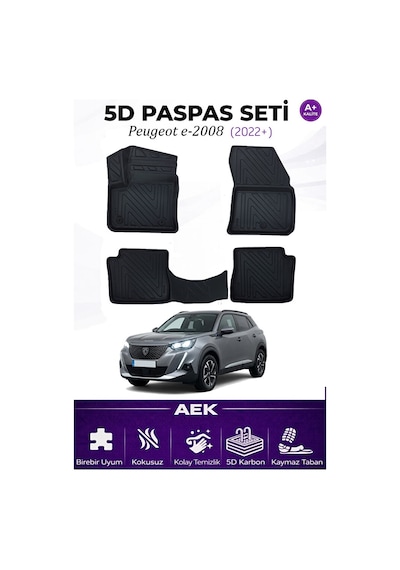 Peugeot E2008 2022+ Araca Özel Havuzlu "karbon" Paspas Takımı