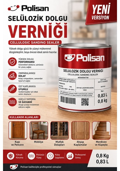 Polisan Selülozik Dolgu Vernigi 0.8 Kg 0.83 L