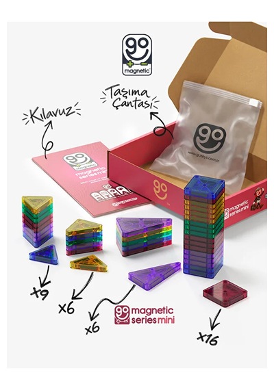 Mini Magnetic Blok Seyahat Tipi Cep Boy Manyetik Oyuncak 39 Parça