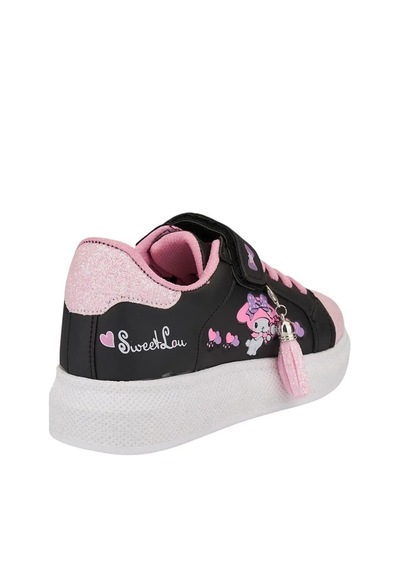 Zacoz Melodia Detaylı Simli Kız Çocuk Spor Ayakkabısı, Sneaker Siyah - Pembe