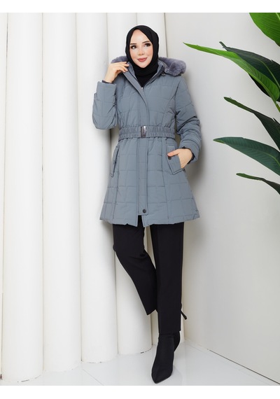 Eslemnur Nova Kumaş Şişme Mont 85cm Füme