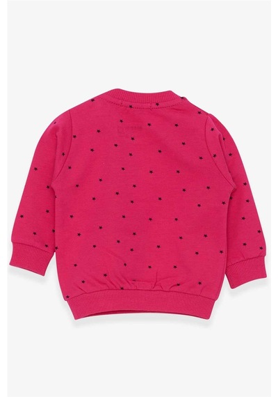 Breeze Kız Bebek Sweatshirt Mutlu Kedicikler 4 Ay-1.5 Yaş, Fuşya-fuşya Fuşya