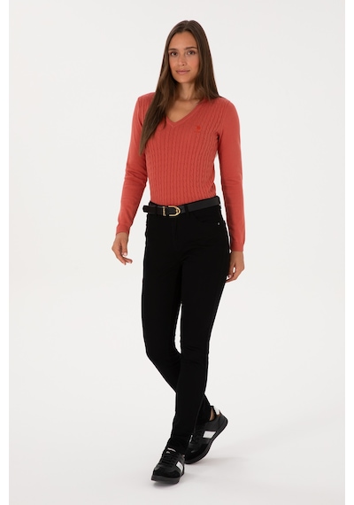 U.S. Polo Assn. Kadın Siyah Toohpick Fit Kanvas Pantolon 50309156-VR046
