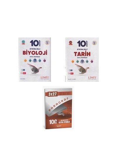 2027 Limit 10. Sınıf Etkinlikli Biyoloji + Tarih Soru + Anla Kazan Paragraf Deneme 3'lü Set
