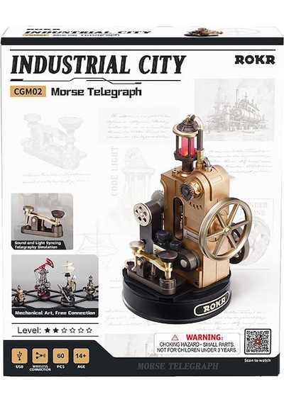 Rokr Cgm02 Morse Telegraph Dıy Mechanical 3d Puzzle Maket Model Seti 3d Model Kit Detaylı Dekoratif Hobi Seti Hareketli Ve Işıklı
