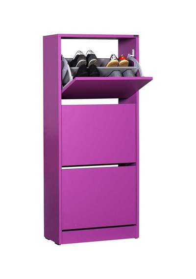 Flat Duo 3 Katlı Ayakkabılık Dolabı - Mor