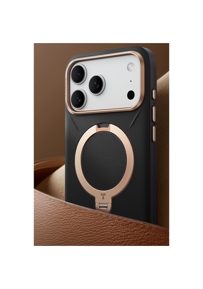 Torras Apple iPhone Uyumlu 17 Pro O Stand Spin Vegskin Serisi Magsafe Kılıf Siyah