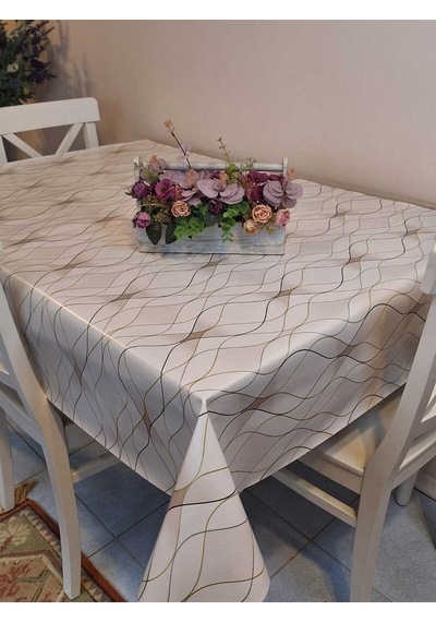 Elyaflı Pvc Masa Örtüsü Modern, Dayanıklı, Silinebilir Ve Şık Görünüm Mrl205 Bej