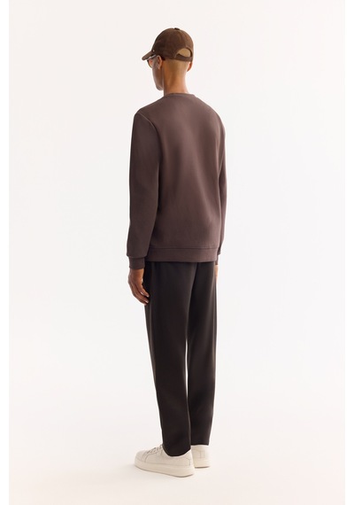 Avva Erkek Kahve Bisiklet Yaka Pamuklu Bi-stretch Baskılı Regular Fit Sweatshirt A52y1289