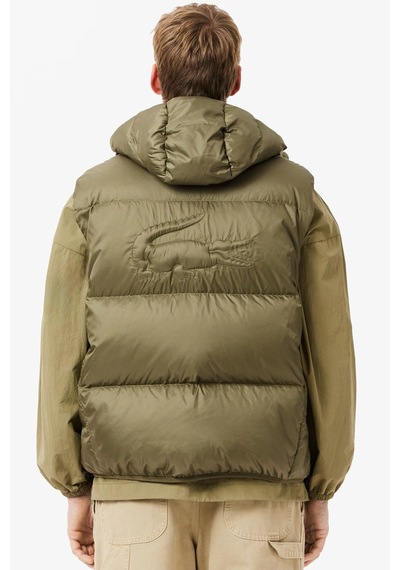 Lacoste Men's Water-resistant Puffer Vest Kaz Tüyü Dolgu Sabit Kapüşonlu Suitici Yelek Haki Lacoste Men's Water-resistant Puffer Vest Kaz Tüyü Dolgu Sabit Kapüşonlu Suitici Yelek Haki