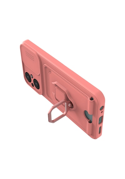 Xiaomi Poco M5 Uyumlu Kılıf Zuma Kartvizitli Yüzüklü Silikon - Pembe